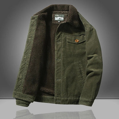 Men's Winter Jacket | Sherpa-Lined Corduroy | Front Button Closure | Warm & Durable Design
