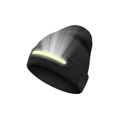 Beanie with LED Light – USB Rechargeable Unisex Winter Hat (Black)