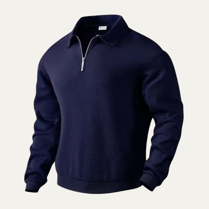 Winter Men’s Textured Knit Quarter Zip Sweater with Collar