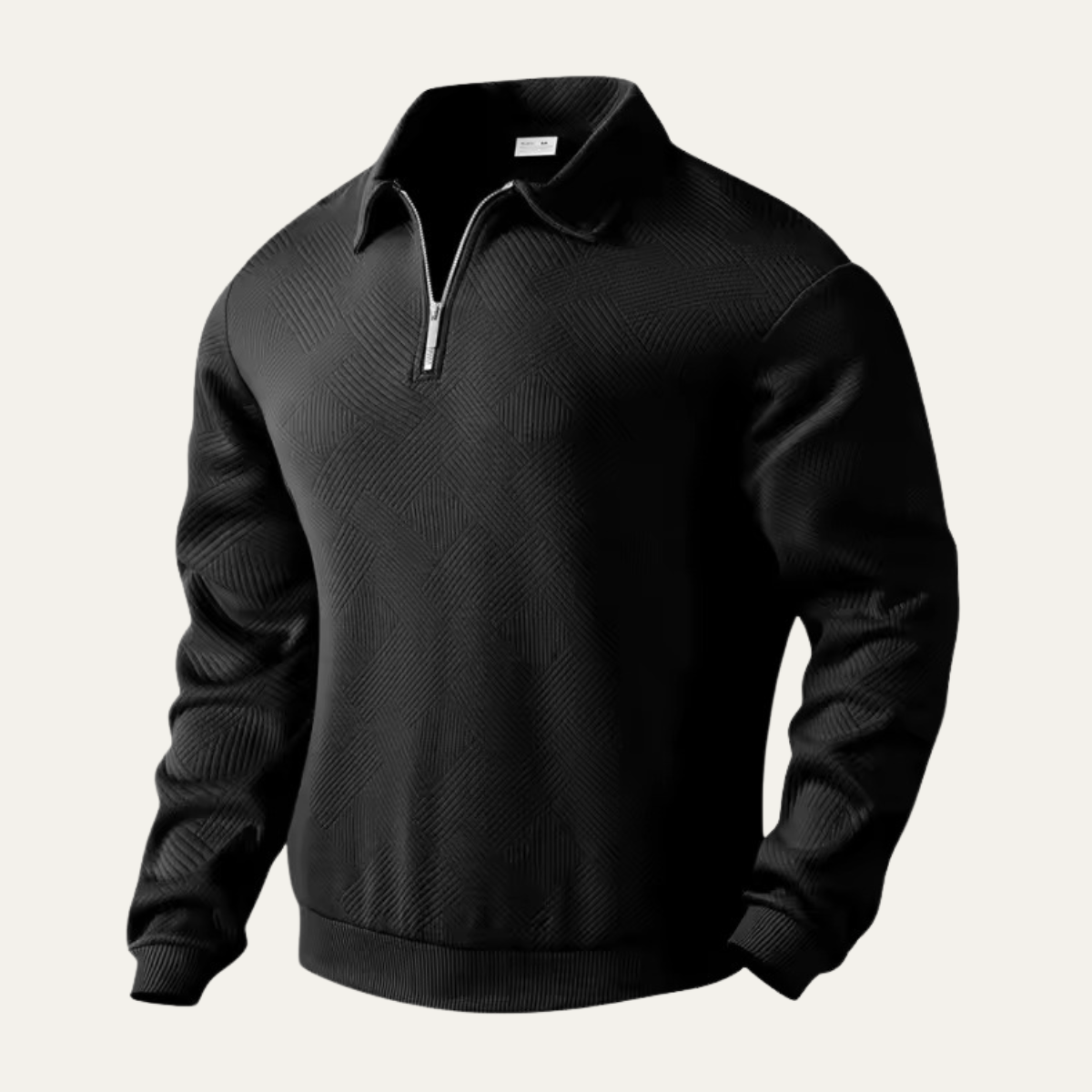 Winter Men’s Textured Knit Quarter Zip Sweater with Collar