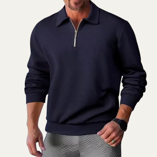 Winter Men’s Textured Knit Quarter Zip Sweater with Collar
