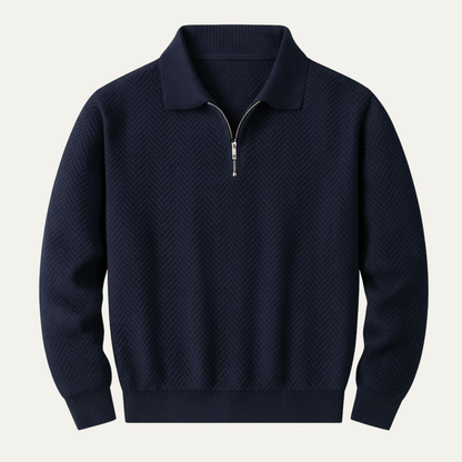 Winter Men’s Textured Knit Quarter Zip Sweater with Collar