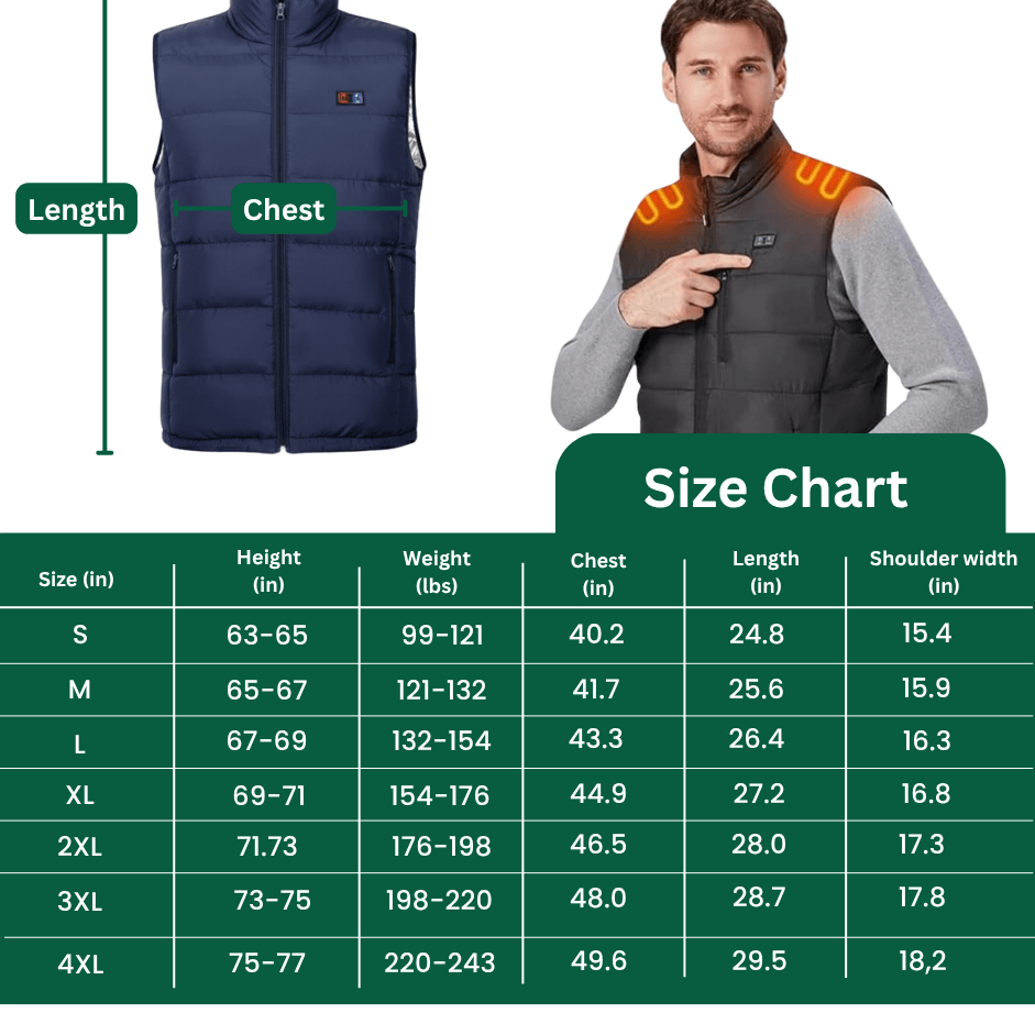 Heated Vest – 9 Heating Zones, USB Rechargeable & Waterproof