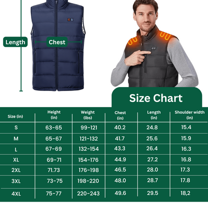 Heated Vest – 9 Heating Zones, USB Rechargeable & Waterproof