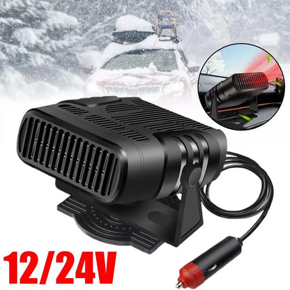 Electric Car Heater & Air Cooler Fan - 120W Demister and Defroster for Windshield Defogging Portable 12V/24V
