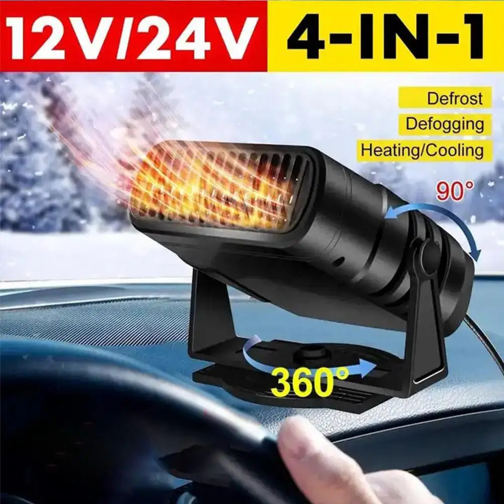 Electric Car Heater & Air Cooler Fan - 120W Demister and Defroster for Windshield Defogging Portable 12V/24V