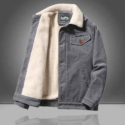 Men's Winter Jacket | Sherpa-Lined Corduroy | Front Button Closure | Warm & Durable Design