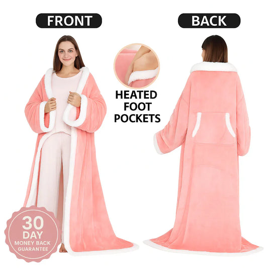Wearable Blanket - With Soft Flannel Lining and Heating Technology