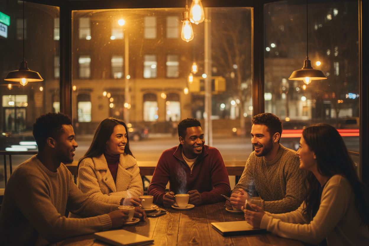 make it night time with yellow sodium street lights and put focus on them
